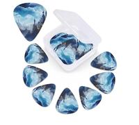 12 PCS Guitar Picks Plectrums with Box Moon blue castle Bass Picks Thin Medium Heavy Guitar Plectrums for Acoustic Electric Guitars Bass Ukulele Guitar Lovers Gift