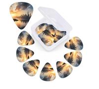 12 PCS Guitar Picks Plectrums with Box New York in the sunset Bass Picks Thin Medium Heavy Guitar Plectrums for Acoustic Electric Guitars Bass Ukulele Guitar Lovers Gift