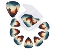 12 PCS Guitar Picks Plectrums with Box Red castle Bass Picks Thin Medium Heavy Guitar Plectrums for Acoustic Electric Guitars Bass Ukulele Guitars Lovers Gift