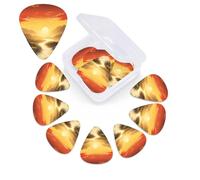 12 PCS Guitar Picks Plectrums with Box Rising Sun Bass Picks Thin Medium Heavy Guitar Plectrums for Acoustic Electric Guitars Bass Ukulele Guitars Lovers Gift