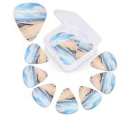 12 PCS Guitar Picks Plectrums with Box Romantic White Sand Landscape Bass Picks Thin Medium Heavy Guitar Plectrums for Acoustic Electric Guitars Bass Ukulele Guitar Lovers Gift