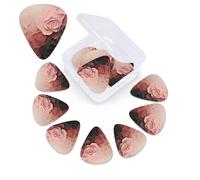12 PCS Guitar Picks Plectrums with Box Rose Color Blush and Black Bass Picks Thin Medium Heavy Guitar Plectrums for Acoustic Electric Guitars Bass Ukulele Guitar Lovers Gift