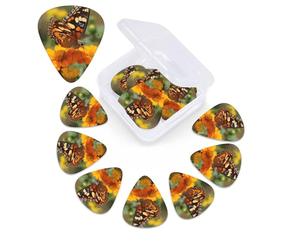 12 PCS Guitar Picks Plectrums with Box Wildflowers Butterfly Bass Picks Thin Medium Heavy Guitar Plectrums for Acoustic Electric Guitars Bass Ukulele Guitar Lovers Gift