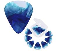 12 PCS Guitar Picks Plectrums with Organizer Storage Box Bass Pick Abstract Blue Like Wave Personalized Guitar Pick for Acoustic Guitar Electric Guitar Bass Ukulele