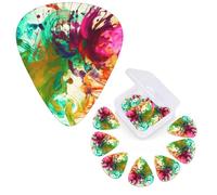 12 PCS Guitar Picks Plectrums with Organizer Storage Box Bass Pick Abstract Paint Flower Personalized Guitar Pick for Acoustic Guitar Electric Guitar Bass Ukulele