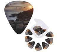 12 PCS Guitar Picks Plectrums with Organizer Storage Box Bass Pick Along The Rocks Personalized Guitar Pick for Acoustic Guitar Electric Guitar Bass Ukulele