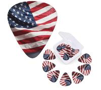 12 PCS Guitar Picks Plectrums with Organizer Storage Box Bass Pick American Flag Personalized Guitar Pick for Acoustic Guitar Electric Guitar Bass Ukulele