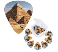 12 PCS Guitar Picks Plectrums with Organizer Storage Box Bass Pick Ancient Egypt Pyramid Personalized Guitar Pick for Acoustic Guitar Electric Guitar Bass Ukulele