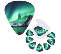 12 PCS Guitar Picks Plectrums with Organizer Storage Box Bass Pick Aurora Borealis Personalized Guitar Pick for Acoustic Guitar Electric Guitar Bass Ukulele