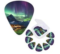 12 PCS Guitar Picks Plectrums with Organizer Storage Box Bass Pick Beautiful Aurora Personalized Guitar Pick for Acoustic Guitar Electric Guitar Bass Ukulele