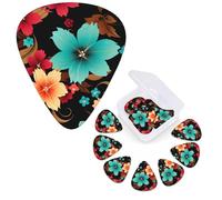 12 PCS Guitar Picks Plectrums with Organizer Storage Box Bass Pick Beautiful Blue Flowers Personalized Guitar Pick for Acoustic Guitar Electric Guitar Bass Ukulele