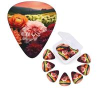 12 PCS Guitar Picks Plectrums with Organizer Storage Box Bass Pick Beautiful Colorful Flowers Personalized Guitar Pick for Acoustic Guitar Electric Guitar Bass Ukulele