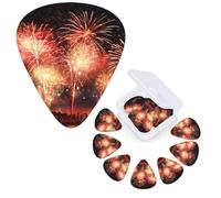 12 PCS Guitar Picks Plectrums with Organizer Storage Box Bass Pick Beautiful Fireworks Personalized Guitar Pick for Acoustic Guitar Electric Guitar Bass Ukulele
