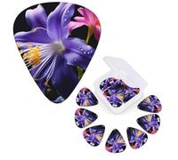 12 PCS Guitar Picks Plectrums with Organizer Storage Box Bass Pick Beautiful Purple Flowers Personalized Guitar Pick for Acoustic Guitar Electric Guitar Bass Ukulele