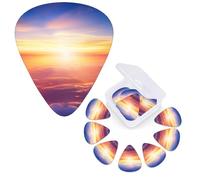 12 PCS Guitar Picks Plectrums with Organizer Storage Box Bass Pick Beautiful Sunrise Over Clouds Personalized Guitar Pick for Acoustic Guitar Electric Guitar Bass Ukulele
