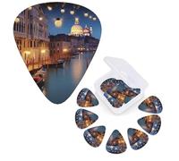 12 PCS Guitar Picks Plectrums with Organizer Storage Box Bass Pick beautiful venice at night Personalized Guitar Pick for Acoustic Guitar Electric Guitar Bass Ukulele