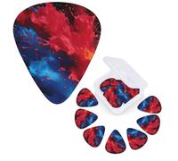 12 PCS Guitar Picks Plectrums with Organizer Storage Box Bass Pick Blue and Red Splash Personalized Guitar Pick for Acoustic Guitar Electric Guitar Bass Ukulele