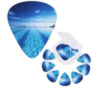 12 PCS Guitar Picks Plectrums with Organizer Storage Box Bass Pick Blue Swimming Pool Personalized Guitar Pick for Acoustic Guitar Electric Guitar Bass Ukulele