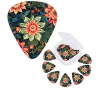 12 PCS Guitar Picks Plectrums with Organizer Storage Box Bass Pick Bohemian Flower Personalized Guitar Pick for Acoustic Guitar Electric Guitar Bass Ukulele