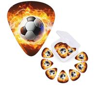 12 PCS Guitar Picks Plectrums with Organizer Storage Box Bass Pick Burning Soccer Ball Personalized Guitar Pick for Acoustic Guitar Electric Guitar Bass Ukulele