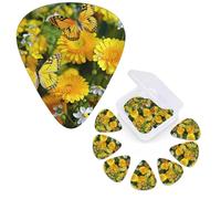 12 PCS Guitar Picks Plectrums with Organizer Storage Box Bass Pick Butterfly and Yellow Daisies Personalized Guitar Pick for Acoustic Guitar Electric Guitar Bass Ukulele