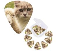 12 PCS Guitar Picks Plectrums with Organizer Storage Box Bass Pick Cat and Sheep Personalized Guitar Pick for Acoustic Guitar Electric Guitar Bass Ukulele