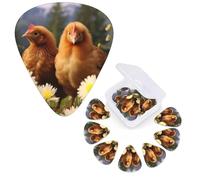 12 PCS Guitar Picks Plectrums with Organizer Storage Box Bass Pick Chick in flowers Personalized Guitar Pick for Acoustic Guitar Electric Guitar Bass Ukulele
