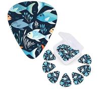 12 PCS Guitar Picks Plectrums with Organizer Storage Box Bass Pick Fishes Pattern Personalized Guitar Pick for Acoustic Guitar Electric Guitar Bass Ukulele