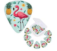 12 PCS Guitar Picks Plectrums with Organizer Storage Box Bass Pick Flamingo and Pineapple Personalized Guitar Pick for Acoustic Guitar Electric Guitar Bass Ukulele