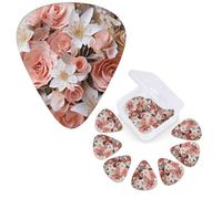 12 PCS Guitar Picks Plectrums with Organizer Storage Box Bass Pick Floral Wedding Bouquet Personalized Guitar Pick for Acoustic Guitar Electric Guitar Bass Ukulele