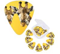 12 PCS Guitar Picks Plectrums with Organizer Storage Box Bass Pick Giraffe on Yellow Background Personalized Guitar Pick for Acoustic Guitar Electric Guitar Bass Ukulele