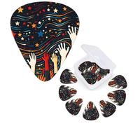 12 PCS Guitar Picks Plectrums with Organizer Storage Box Bass Pick Hands Reaching for The Stars Personalized Guitar Pick for Acoustic Guitar Electric Guitar Bass Ukulele