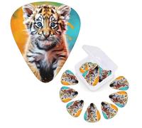 12 PCS Guitar Picks Plectrums with Organizer Storage Box Bass Pick Little Tiger Personalized Guitar Pick for Acoustic Guitar Electric Guitar Bass Ukulele