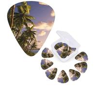 12 PCS Guitar Picks Plectrums with Organizer Storage Box Bass Pick Palm Trees Personalized Guitar Pick for Acoustic Guitar Electric Guitar Bass Ukulele