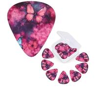 12 PCS Guitar Picks Plectrums with Organizer Storage Box Bass Pick Tie-dye Fabric with Butterflies Personalized Guitar Pick for Acoustic Guitar Electric Guitar Bass Ukulele