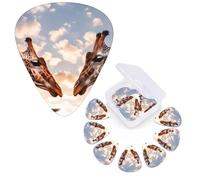 12 PCS Guitar Picks Plectrums with Organizer Storage Box Bass Pick Two Giraffes Face to Face Personalized Guitar Pick for Acoustic Guitar Electric Guitar Bass Ukulele