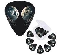 12 PCS Guitar Picks Plectrums with Organizer Storage Box Bass Pick Two Moons Personalized Guitar Pick for Acoustic Guitar Electric Guitar Bass Ukulele