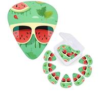 12 PCS Guitar Picks Plectrums with Organizer Storage Box Bass Pick Watermelon and Sunglasses Personalized Guitar Pick for Acoustic Guitar Electric Guitar Bass Ukulele
