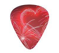 12 Pcs Guitar Picks Red Hearts Fireworks 3 Different Thicknesses, Classic Triangle, For Acoustic Guitar, Electric Guitar, Bass Guitar