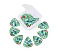 12 Pcs Guitar Picks Sea Turtle Hibiscus Green Plectrums With 3 Thickness For Electric,Acoustic Guitars