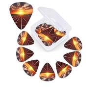 12 Pcs Guitar Picks Set Running Track at Dusk Design Personalized Storage Box Guitar Accessories Ukulele for Acoustic Guitar Bass St Day Gift