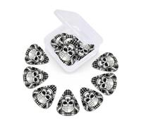 12 Pcs Guitar Picks Skull-Tartan-Skeleton-Plaid Plectrums With 3 Thickness For Electric,Acoustic Guitars