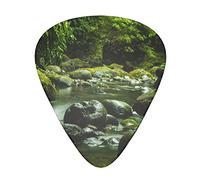 12 Pcs Guitar Picks Stream Stones Guitar Plectrums Includes Thin, Medium & Heavy Gauges 3 Sizes For Ukulele With Organizer Storage Box