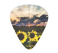 12 Pcs Guitar Picks Sunflower Field Sunset 3 Different Thicknesses, Classic Triangle, For Acoustic Guitar, Electric Guitar, Bass Guitar