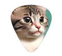 12 Pcs Guitar Picks - Thin/Medium/Heavy - A Curious Cat Print Pick For Acoustic, Electric, Bass - Gift For Guitar Players, Solo & Riff