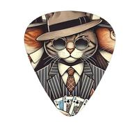 12 Pcs Guitar Picks - Thin/Medium/Heavy - Cat Playing Poker Print Pick For Acoustic, Electric, Bass - Gift For Guitar Players, Solo & Riff