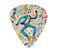 12 Pcs Guitar Picks - Thin/Medium/Heavy - Dancing Musical Symbols Print Pick For Acoustic, Electric, Bass - Gift For Guitar Players, Solo & Riff