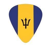12 Pcs Guitar Picks - Thin/Medium/Heavy - Flag Of Barbados Print Pick For Acoustic, Electric, Bass - Gift For Guitar Players, Solo & Riff