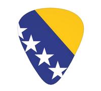 12 Pcs Guitar Picks - Thin/Medium/Heavy - Flag Of Bosnia And Herzegovina Print Pick For Acoustic, Electric, Bass - Gift For Guitar Players, Solo & Riff