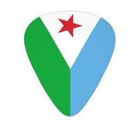 12 Pcs Guitar Picks - Thin/Medium/Heavy - Flag Of Djibouti Print Pick For Acoustic, Electric, Bass - Gift For Guitar Players, Solo & Riff